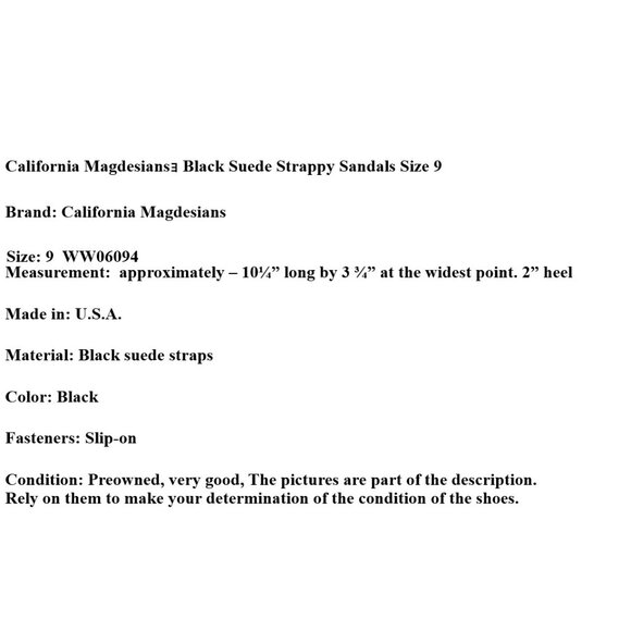 California Magdesians® Black Suede Strappy Sandals Size 9 WW - Picture 11 of 11